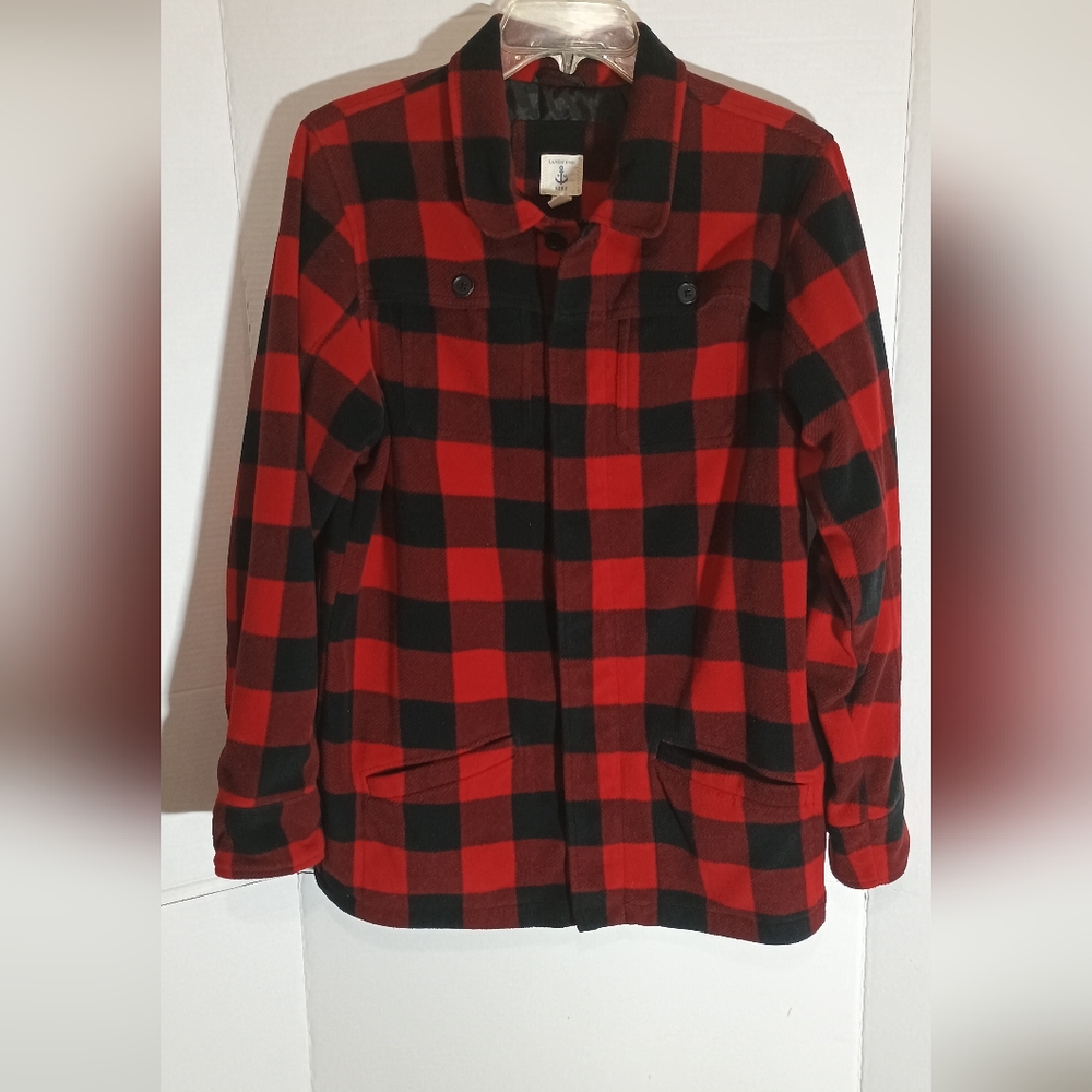 Land's End Kids Red and Black Plaid Jacket Size XL 18-20